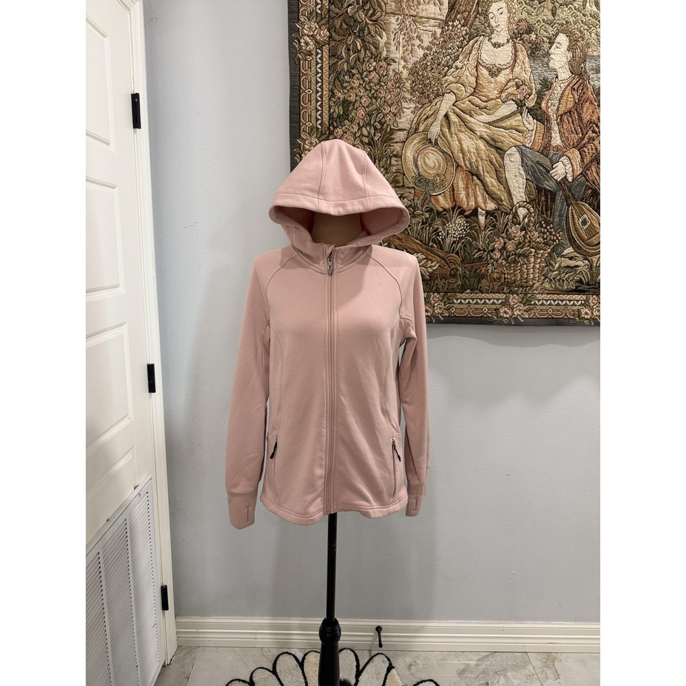 Spyder Jacket Womens Medium Pink Hooded Full Zip Fleece Lined Zip Pockets Warm